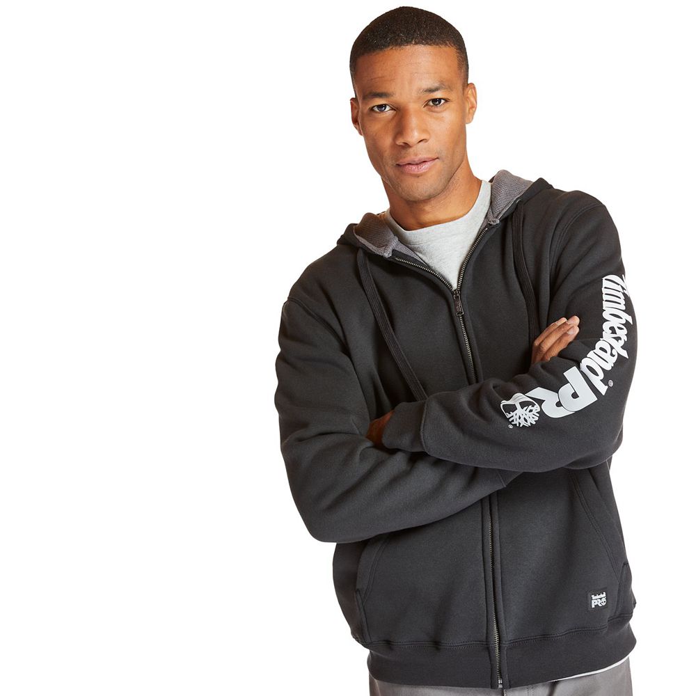 Timberland Mens Sweatshirts PRO® Big & Tall Hood Honcho Full-Zip Hoodie - Black - India PY4368951